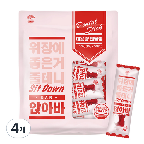 에이티바이오 앉아바 덴탈껌 강아지 간식, 위장건강, 200g, 4개