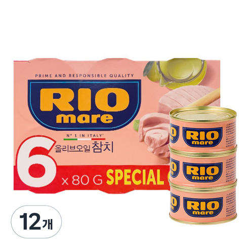 리오마레 올리브오일 참치, 80g, 12개