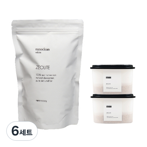 나노클린화이트 제올라이트 탈취제 500g + 용기 2p, 6세트