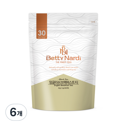 베티나르디 잉글리쉬 브렉퍼스트 티 30티백, 1.5g, 30개입, 6개