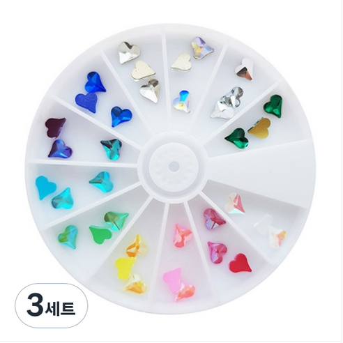 NAILROOM 네일 파츠 no 338 글라스물방울스톤세트, 3세트, no.336 글라스하트스톤세트