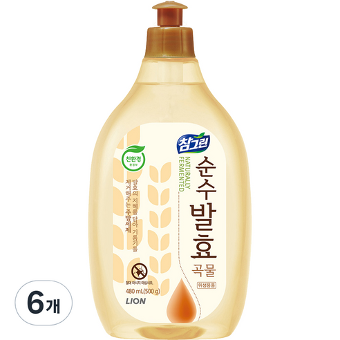 참그린 순수발효 곡물주방세제, 480ml, 6개