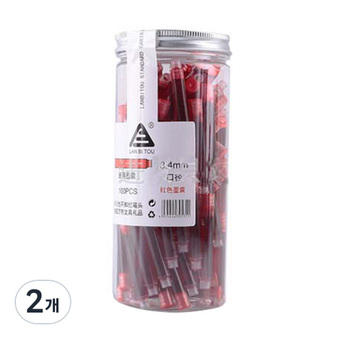 tramol 타사 호환 가능 만년필 잉크 100p, 레드, 2개