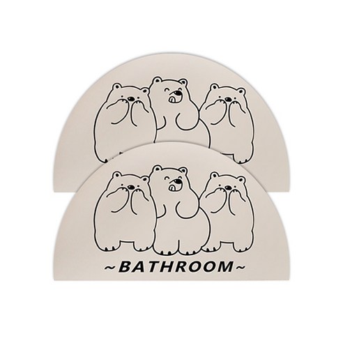 센스팟 규조토 반달 발매트 2p, 화이트 곰