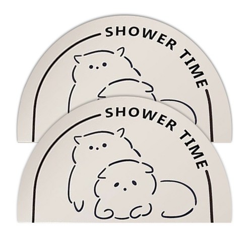 센스팟 규조토 반달 발매트 2p, 화이트 냥이