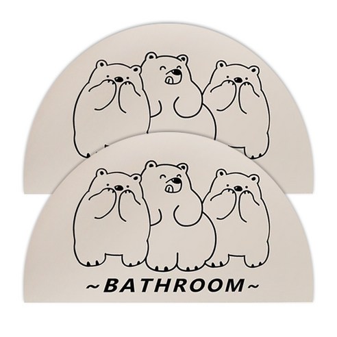 센스팟 규조토 반달 발매트 2p, 화이트 곰