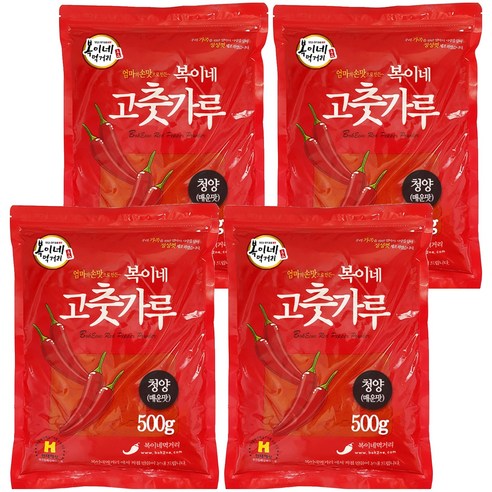 복이네먹거리 중국산 청양고추가루 매운맛 떡볶이 소스용, 500g, 4개