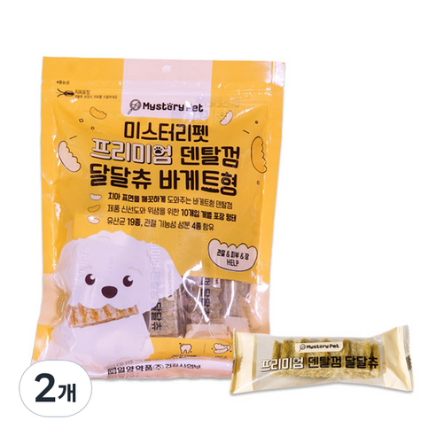 일양약품 강아지 미스터리펫 프리미엄 달달츄 바게트형 덴탈껌 10p, 관절 + 피부 + 장 건강, 2개