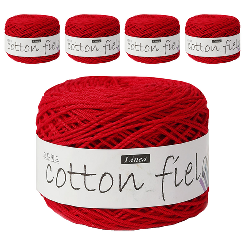 리네아 코튼 필드 뜨개실 80g, 315 레드, 5개