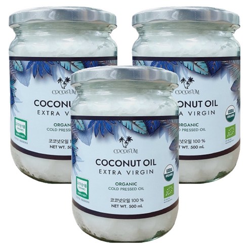 코코썸 유기농 엑스트라버진 코코넛 오일, 3개, 500ml