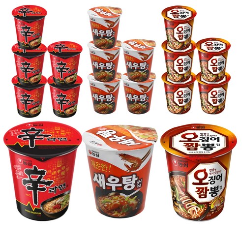 농심 신라면 컵 65g 6p + 오징어짬뽕 컵 67g 6p +새우탕 컵 67g 6p, 1개