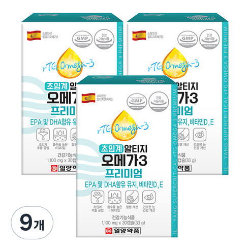 일양약품 초임계 알티지 오메가3 프리미엄 33g, 9개