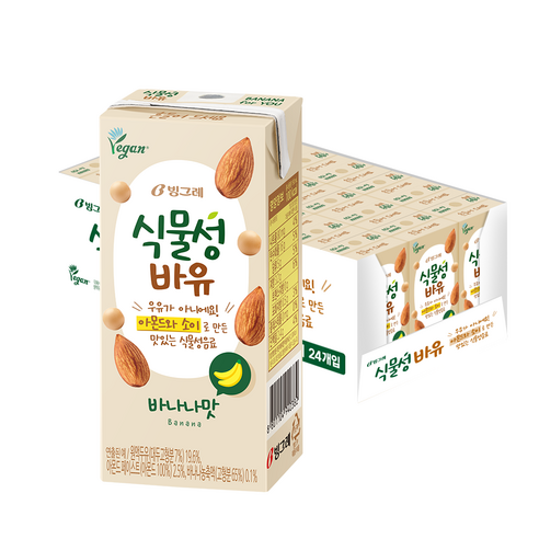 빙그레 식물성 바유, 190ml, 24개