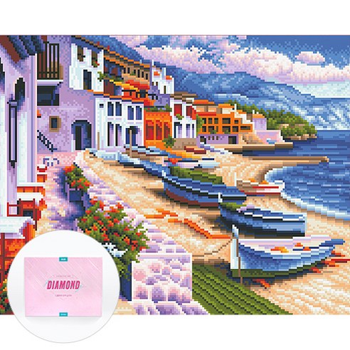 디클레어 액자 캔버스형 보석십자수 DIY 키트 40 x 50 cm, 1세트, 여름 해안가