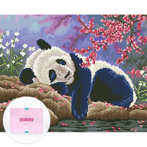 디클레어 액자 캔버스형 보석십자수 DIY 키트 40 x 50 cm, 1세트, 나른한 팬더