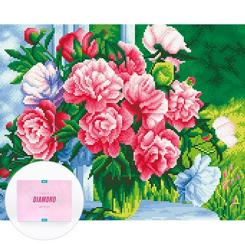 디클레어 액자 캔버스형 보석십자수 DIY 키트 40 x 50 cm, 핑크빛 향기, 1세트