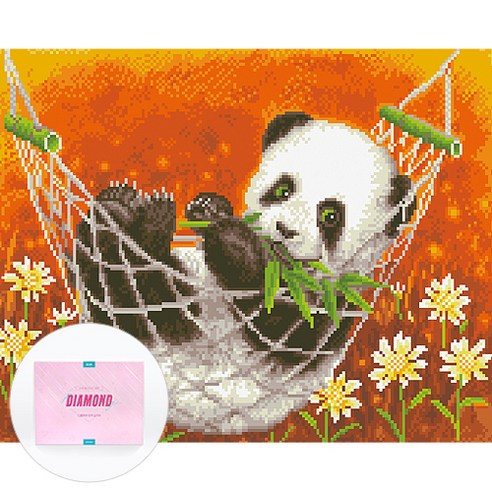 디클레어 액자 캔버스형 보석십자수 DIY 키트 40 x 50 cm, 아기 팬더, 1세트