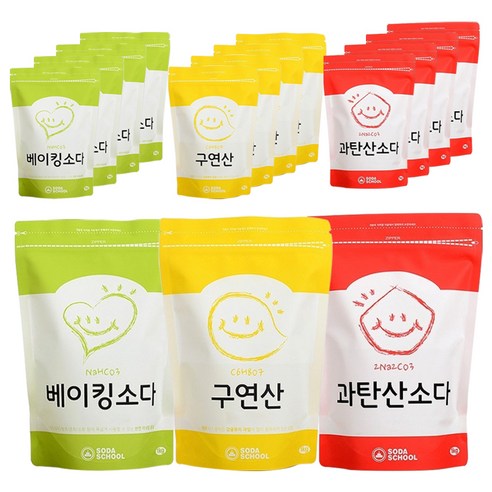 소다스쿨 베이킹소다1kg + 구연산1kg + 과탄산소다1kg 세트, 5세트