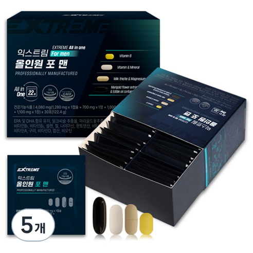 익스트림 올인원 포 맨 멀티비타민, 30회분, 5개