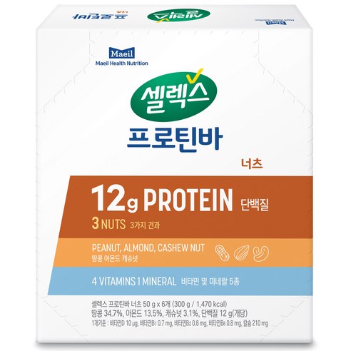 셀렉스 코어 프로틴 너츠바 50g x 6p, 300g, 1개