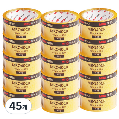MRO 투명 박스테이프 48mm x 40m, 45개