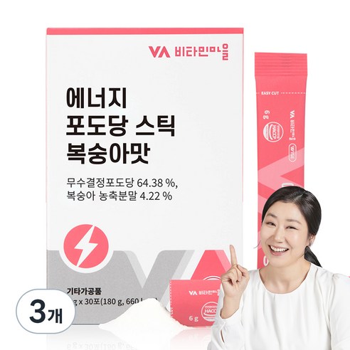 비타민마을 에너지 포도당 스틱 복숭아맛 30p, 6g, 30개입, 3개
