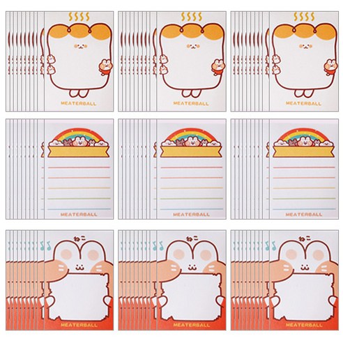 OON 플라이 래빗 프랜즈 메모지 3종 x 30p, a타입, b타입, c타입, 90p