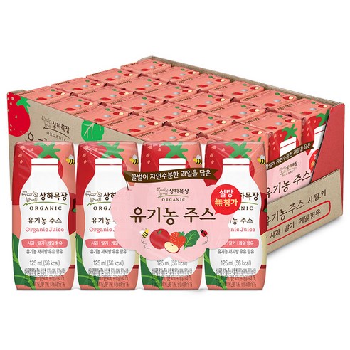   상하목장 유기농 주스 사과딸기케일, 125ml, 24개