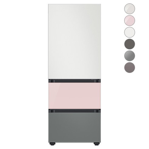 [색상선택형] 삼성전자 비스포크 김치플러스 냉장고 방문설치, 코타 화이트 + 글램 핑크 + 새틴 그레이, RQ33A74A1AP
