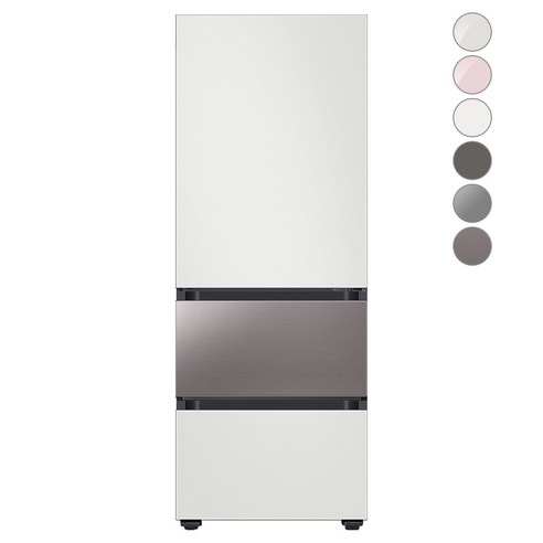 [색상선택형] 삼성전자 비스포크 김치플러스 냉장고 방문설치, 브라우니 실버, RQ33A74C2AP, 코타 화이트 + 브라우니 실버