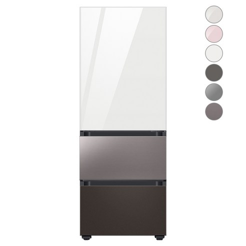[색상선택형] 삼성전자 비스포크 김치플러스 냉장고 방문설치, 브라우니 실버, RQ33A74C2AP, 글램 화이트 + 브라우니 실버 + 코타 차콜