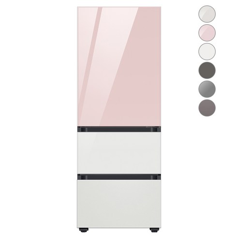 [색상선택형] 삼성전자 비스포크 김치플러스 냉장고 방문설치, 글램 화이트, RQ33A74C2AP, 글램 핑크 + 글램 화이트 + 코타 화이트