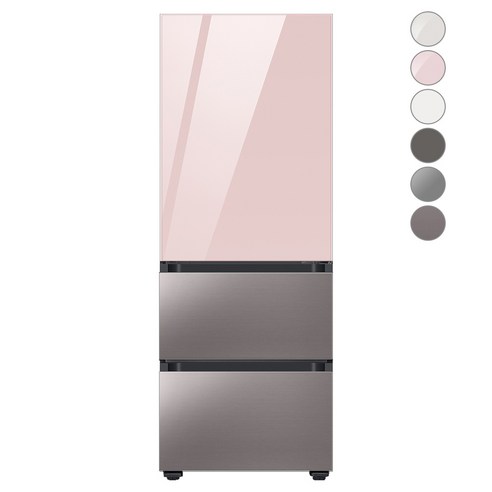 [색상선택형] 삼성전자 비스포크 김치플러스 냉장고 방문설치, 브라우니 실버, RQ33A74C2AP, 글램 핑크 + 브라우니 실버