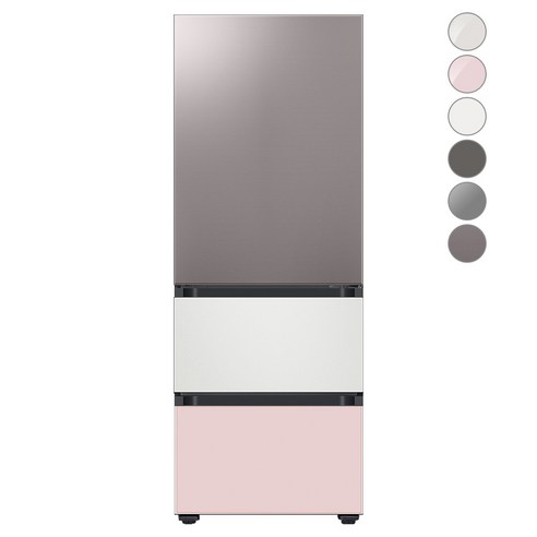 [색상선택형] 삼성전자 비스포크 김치플러스 냉장고 방문설치, 브라우니 실버 + 글램 핑크 + 코타 화이트, RQ33A74A1AP