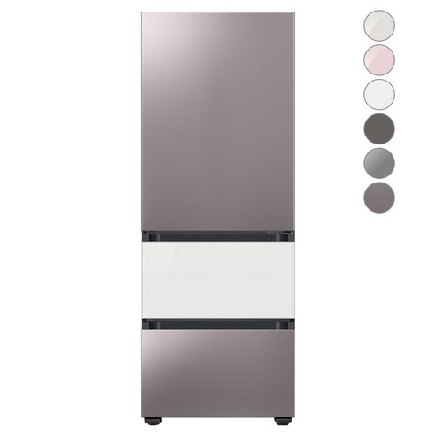 [색상선택형] 삼성전자 비스포크 김치플러스 냉장고 방문설치, 글램 화이트, RQ33A74C2AP, 브라우니 실버 + 글램 화이트