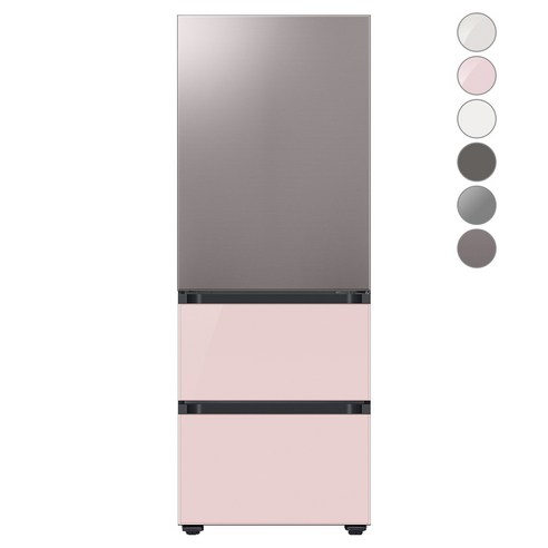 [색상선택형] 삼성전자 비스포크 김치플러스 냉장고 방문설치, 브라우니 실버 + 글램 핑크, RQ33A74A1AP