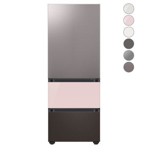 [색상선택형] 삼성전자 비스포크 김치플러스 냉장고 방문설치, 브라우니 실버 + 글램 핑크 + 코타 차콜, RQ33A74A1AP