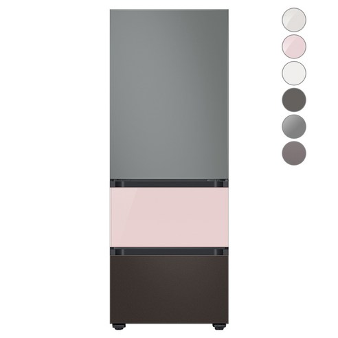 [색상선택형] 삼성전자 비스포크 김치플러스 냉장고 방문설치, 새틴 그레이 + 글램 핑크 + 코타 차콜, RQ33A74A1AP