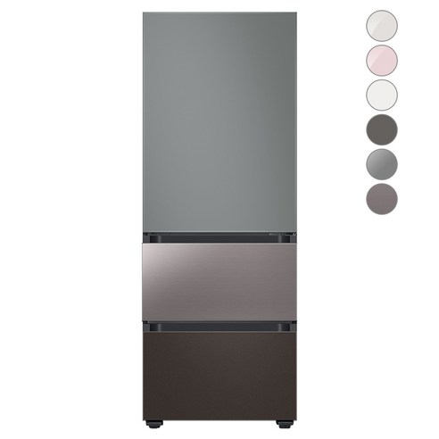 [색상선택형] 삼성전자 비스포크 김치플러스 냉장고 방문설치, 브라우니 실버, RQ33A74C2AP, 새틴 그레이 + 코타 차콜 + 브라우니 실버