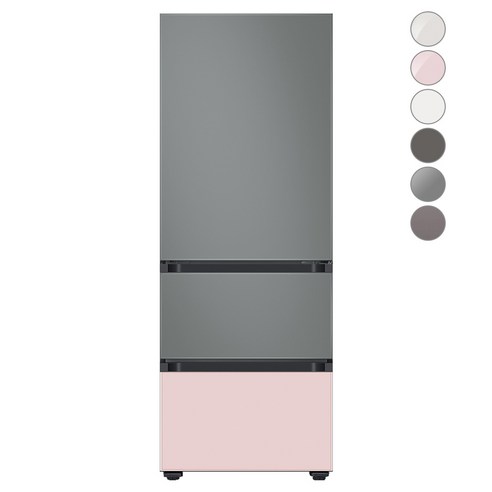 [색상선택형] 삼성전자 비스포크 김치플러스 냉장고 방문설치, 새틴 그레이, RQ33A74C2AP, 새틴 그레이 + 글램 핑크