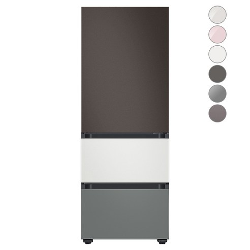 [색상선택형] 삼성전자 비스포크 김치플러스 냉장고 방문설치, 코타 차콜 + 코타 화이트 + 새틴 그레이, RQ33A74A1AP
