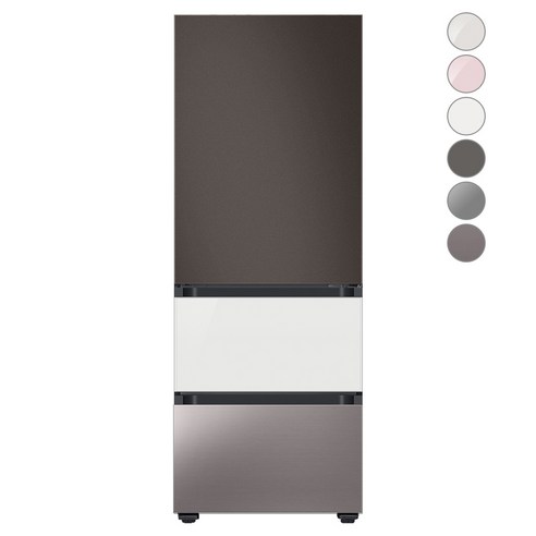 [색상선택형] 삼성전자 비스포크 김치플러스 냉장고 방문설치, 코타 차콜 + 글램 화이트 + 브라우니 실버, RQ33A74A1AP