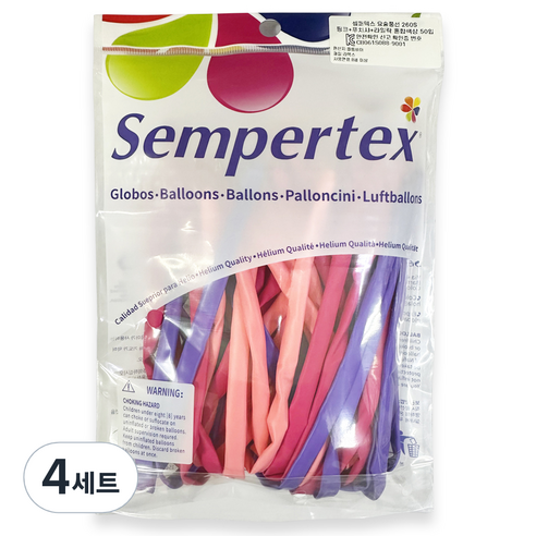 셈퍼텍스 요술풍선 260S 50p 세트, 핑크, 푸치샤, 라일락, 4세트