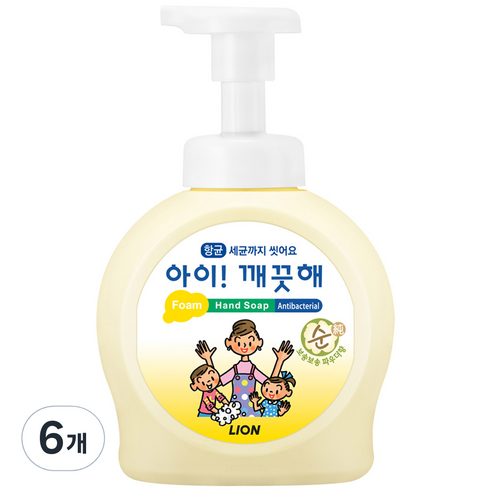 아이깨끗해 핸드워시 순 보송보송 파우더향, 490ml, 6개