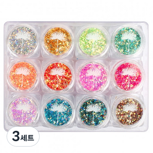 위드샨 쥬얼 글리터 세트 vol 02 네일 글리터/스톤, 혼합색상, 3세트