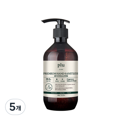 플루 프리미엄 손소독제겔, 480ml, 5개
