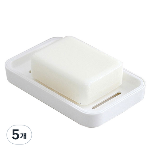빌레뜨 심플 물빠짐 비누받침대, 화이트, 5개