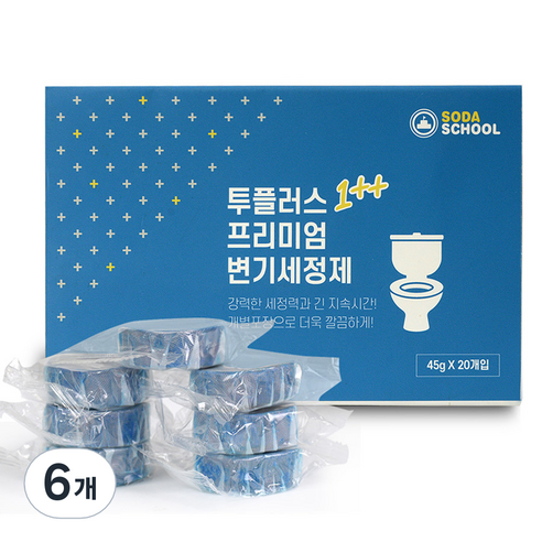 소다스쿨 투플러스 프리미엄 변기세정제 20p, 900g, 6개