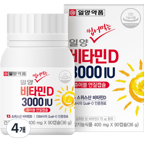 일양약품 일양 씹어먹는 비타민D 3000IU 36g, 4개
