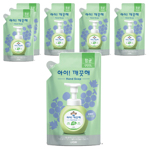 아이깨끗해 향균 거품 핸드 솝 리필 청포도향, 200ml, 6개